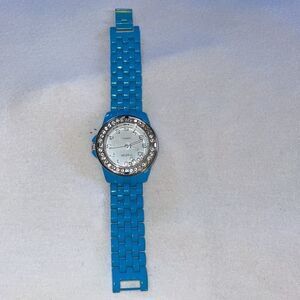 Ladies Sophie Rhinestone Wrist Watch Blue Chain Metal Band Fits Small Wrists
